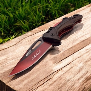 Personalized Red POCKET KNIFE for with Clip Knives Groomsmen Gift for Him Dad Men Gift Multitool Hunting Fishing Birthday Custom Engraved