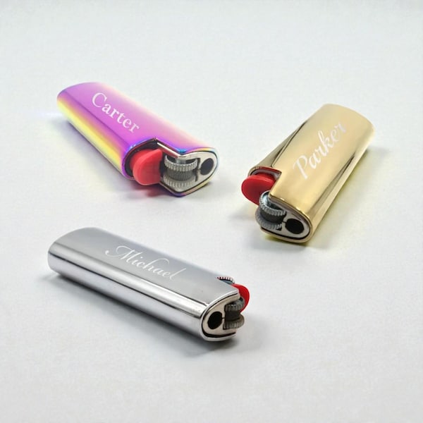 Personalized BIC LIGHTER CASE Cover Sheath Groomsmen Birthday Gift for Him Dad Men Boyfriend Husband Cigar Smoker Custom (J5 Mini) Mothers