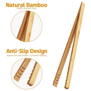JYNXOR Bambus-Zangenset - 3 Praktische Grill- & Küchenzangen Aus Naturmaterial