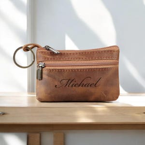 Monedero de cuero personalizado, monedero, monedero, monedero, llavero, regalo para padrinos de boda, para él, papá, hombre, mujer, mamá, cumpleaños, grabado personalizado
