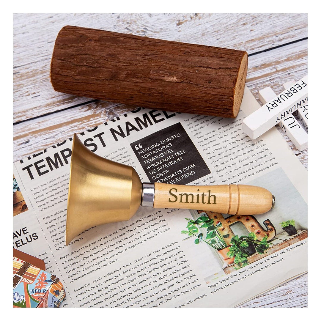 Personalized HANDBELL Custom Engraved Brass Hand Bell Dinner School