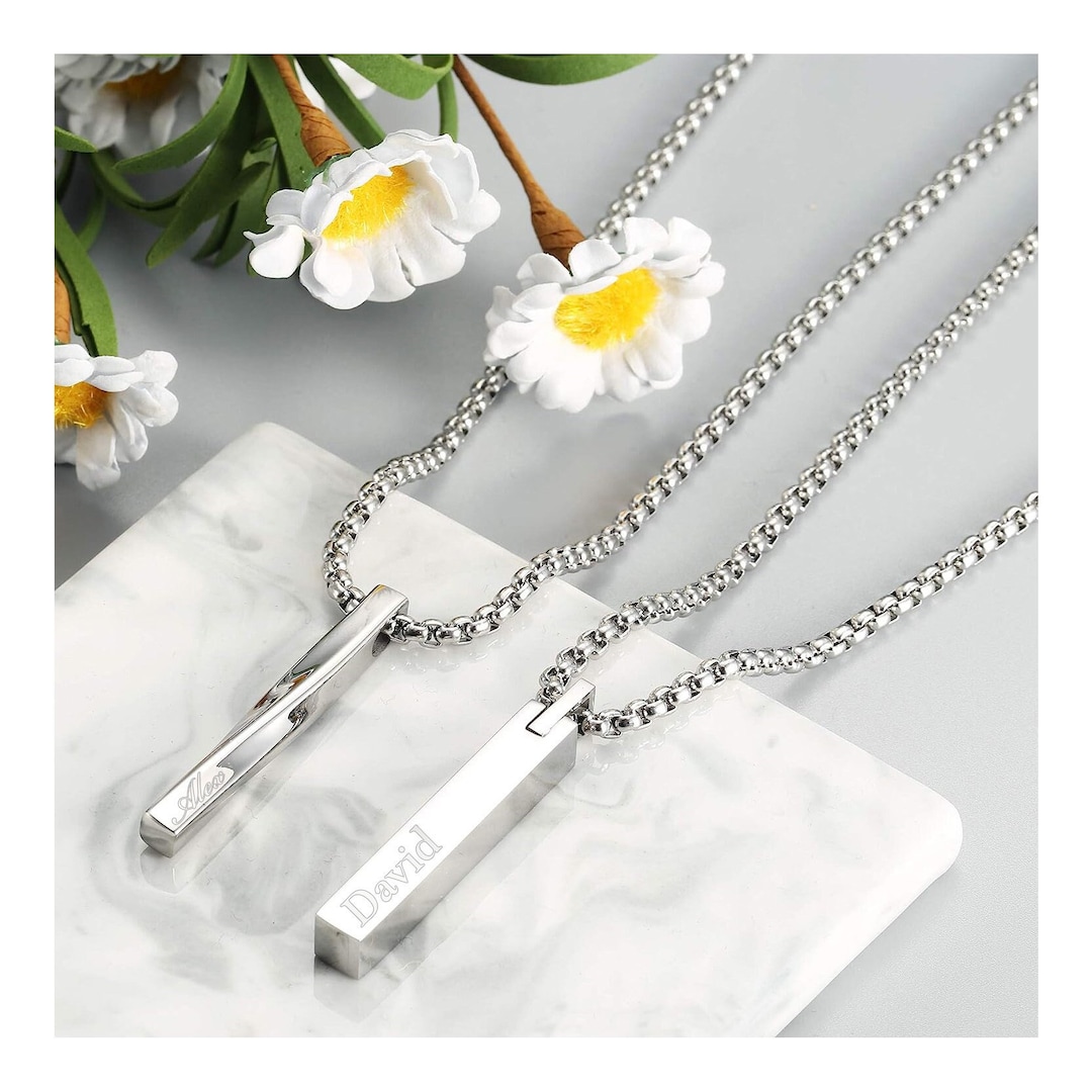 Collana Personalizzata Con Nome - Ciondolo Barra Inciso | Acciaio Inox, Oro/Argento/Nero - Foto 14