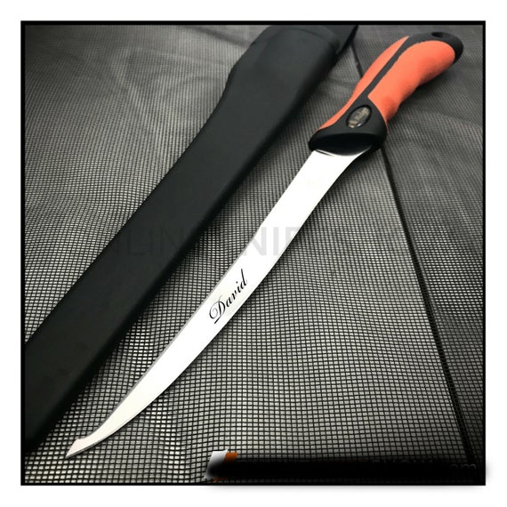 Personalized FISHING KNIFE & SHEATH Knive Knives Filet Fillet Groomsmen  Gifts for Him Dad Boyfriend Gift for Men Man Grandpa Custom Engraved