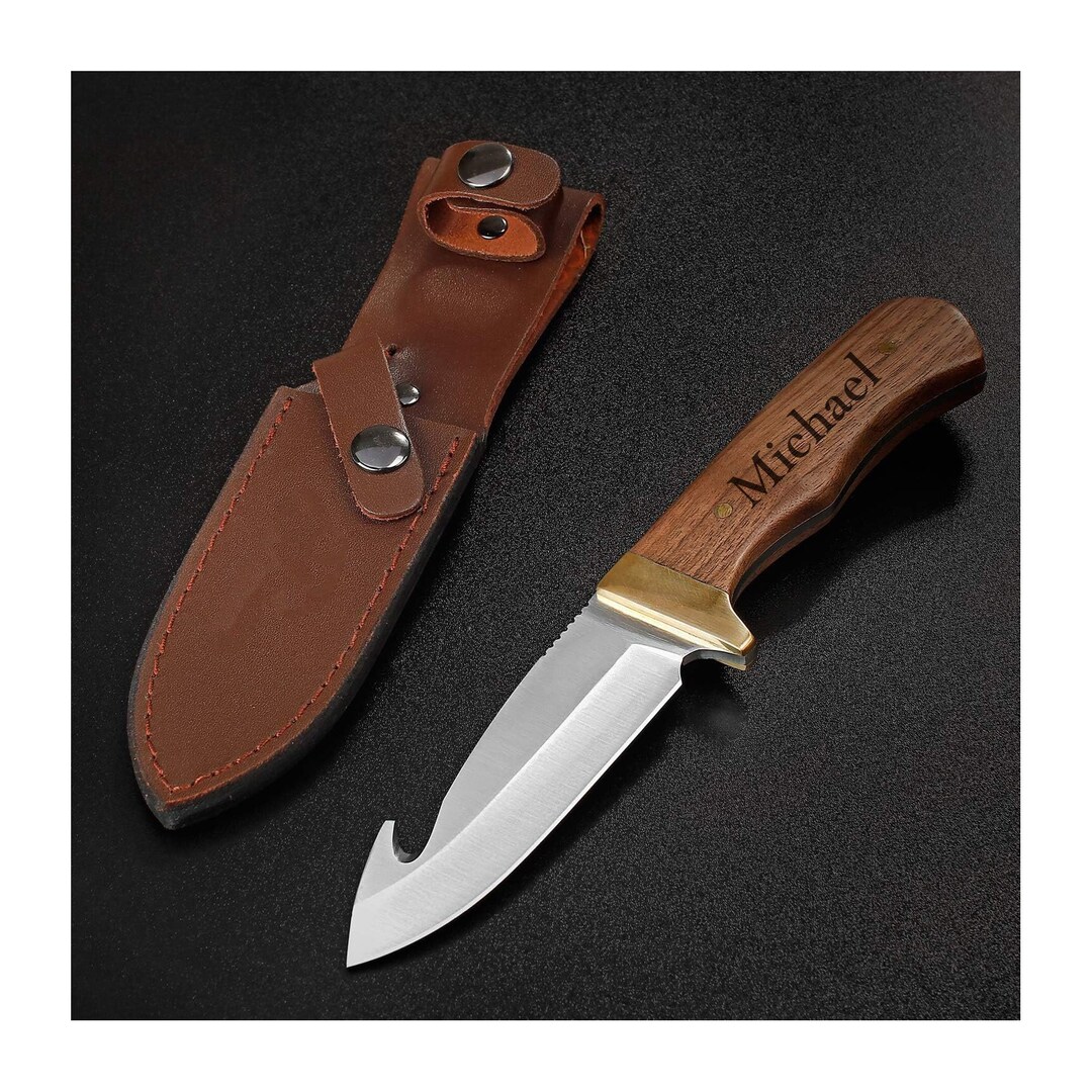 Personalized HUNTING KNIFE & SHEATH Knive Knives Custom Engraved Gut