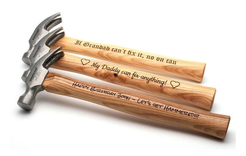 Personalized HAMMER Custom Engraved Hammers Groomsmen Gifts for Dad Him Boyfriend Gift for Men Husband Son Birthday Tool Hammers Wood image 1