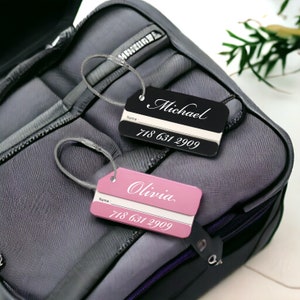 Gepersonaliseerde BAGAGETAG voor mannen vrouwen aangepaste gegraveerde reisaccessoires naam tas kettingen cadeau voor vader hem opa haar vrouwen moeder reis