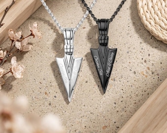 Personalized ARROW NECKLACE for Pendant Jewelry Necklaces Birthday Gift for Him Dad Men Mom Her Mom Hunting Camping Outdoor Custom Engraved