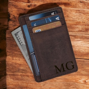 Cartera de cuero personalizada para padrinos de boda, regalo para él, papá, hombres, esposo, viajes, minimalista, cumpleaños, novio, grabado personalizado.