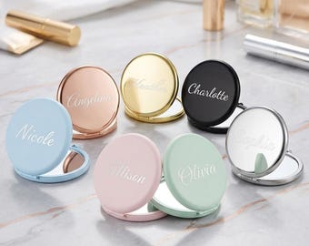 Personalized MIRROR Bridesmaid Bachelorette Bridal Shower Gift for Her Mom Women Bride Wedding Travel Birthday Grandma Fathers Day Custom