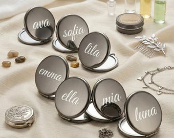 Personalized MIRROR Bridesmaid Bachelorette Bridal Shower Gift for Her Mom Women Bride Wedding Travel Birthday Grandma Fathers Day Custom