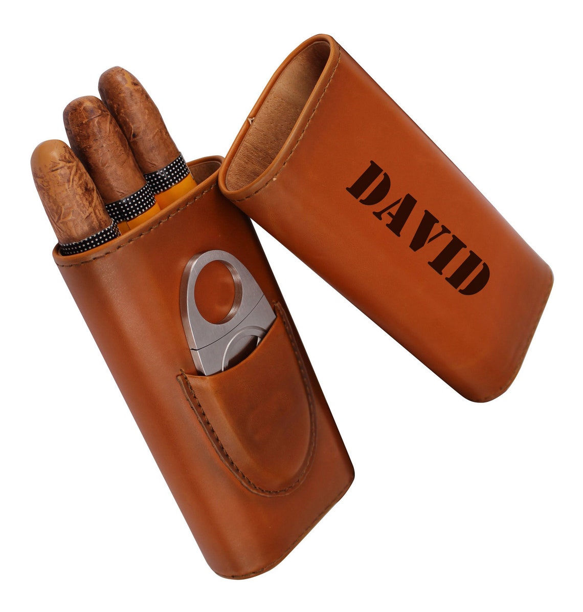 Personalized Leather Cigar Tube Case Holder & Cutter Travel Etsy