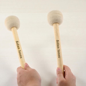 Personalized Felt DRUM MALLET Drumsticks Percussion Snare Bass Marching Band Drummer Birthday Gift for Him Dad (Pair) Custom Engraved