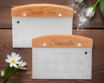 Personalized DOUGH SCRAPER Bench Pastry Cutter Chopper Bread Baking Pizza Home Kitchen Birthday Gift for Her Mom Women Custom Engraved