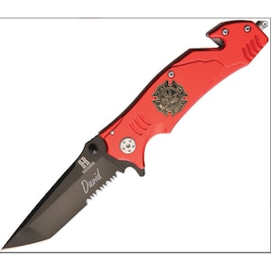 Navaja multiherramienta personalizada para bombero, graduada de la academia de bomberos, regalo de cumpleaños para él, papá, grabado personalizado. imagen 3
