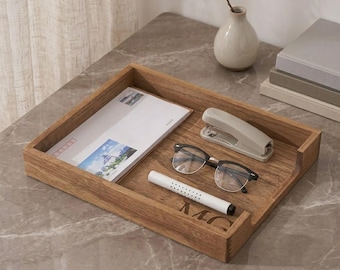 Personalized Wood Desktop Letter Tray & Paper Organizer Groomsmen Birthday Gift for Him Dad Men Boyfriend Her Women Desk Custom Engraved