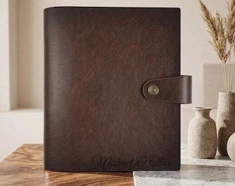 Personalized LEATHER PHOTO ALBUM Wedding Picture Scrapbook Couple Anniversary Birthday Gift for Her Mom Dad Women Boyfriend Custom Engraved