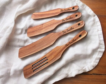 Personalized SPURTLE SET 4 Piece Custom Engraved Mixer Housewarming Cooking Kitchen Baking Tools Home Chef Kitchen Gifts for Mom Her Women