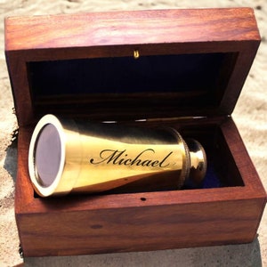 Personalized TELESCOPE & BOX Telescopes Custom Engraved Groomsmen Gifts for Dad Him Boyfriend Men Kid Captain Sailing Baptism Confirmation