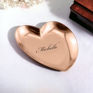 Personalized JEWELRY TRAY Ring Dish Heart Cute Plate Rings Keys Rose Gold Pink Silver Bridesmaid Gift for Her Mom Women Custom Engraved