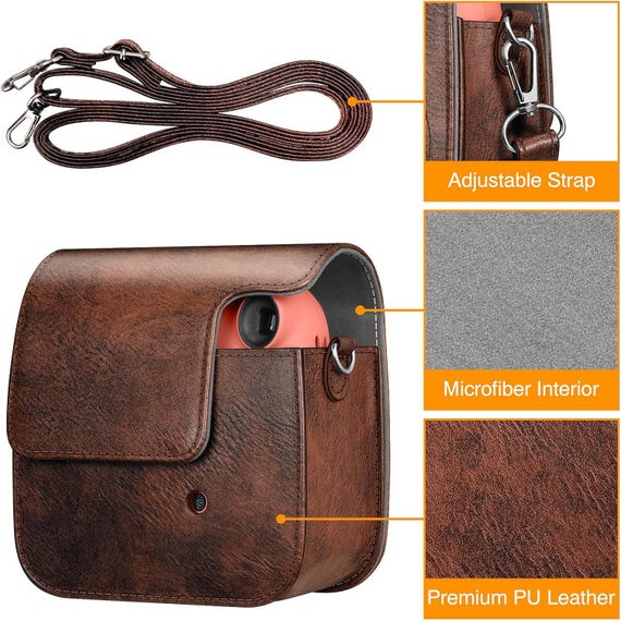 Custodia Mini Evo - Compatibile Per La Fotocamera Istantanea Fujifilm Mini Evopolaroid Mini Evo - Custodia Mini Evo Con Tracolla - In Tessuto Marrone Di Testa Di Lchi Stile Orizzontale | SHEIN ALIA