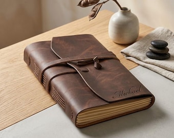 Personalized LEATHER JOURNAL for Men Women Travel Diary Notebook Graduation Birthday Gift for Him Her Teacher Coach Wedding Fathers Day