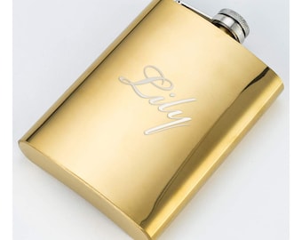 Personalized FLASK for Women & FUNNEL Custom Engraved Bridesmaid Fathers Day Gift for Mom Her Wedding Bachelorette Bridal Shower Birthday