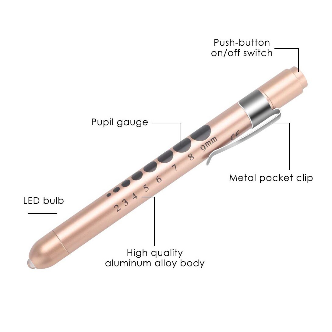 Penlight for Nurse Pen Light LED Reusable Pen Light with Pupil Gauge Nurses  Pin Light for Torch Medical Students Doctors Daily Use with Pocket Clip