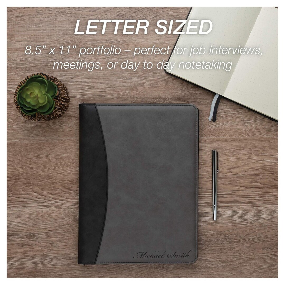 Personalized LEATHER PORTFOLIO Padfolio Notebook Organizer Custom