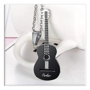 Personalized GUITAR NECKLACE Necklaces Groomsmen Gift for Him Dad Men Gift for Band Guitarist Music Birthday Boyfriend Custom Engraved