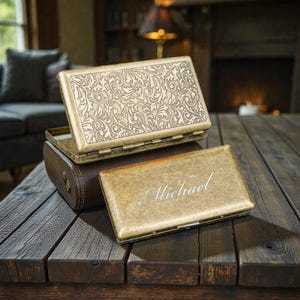Personalized 100s CIGARETTE CASE Card Holder Groomsmen Birthday Gift for Him Dad Men Retirement Golf Boyfriend Custom Engraved Engraved