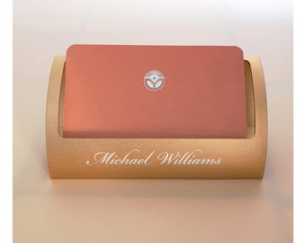 Personalized Business Card Holder Stand Case Office Gifts for Boss Stainless Steel Customized Engraved Monogram Wallet