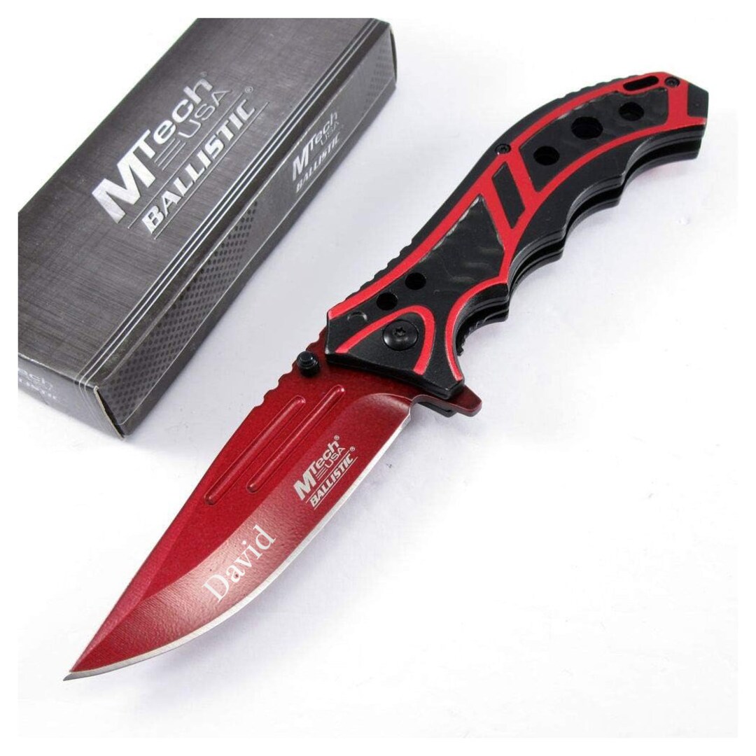 Red Custom Knives Personalized Red POCKET KNIFE With Clip Knives Groomsmen Birthday Gift ...