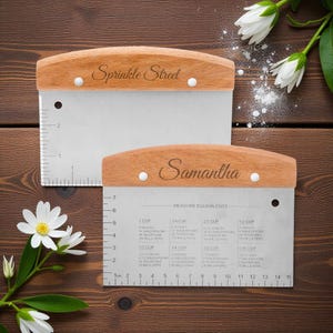 Personalized DOUGH SCRAPER Bench Pastry Cutter Chopper Bread Baking Pizza Home Kitchen Birthday Gift for Her Mom Women Custom Girlfriend