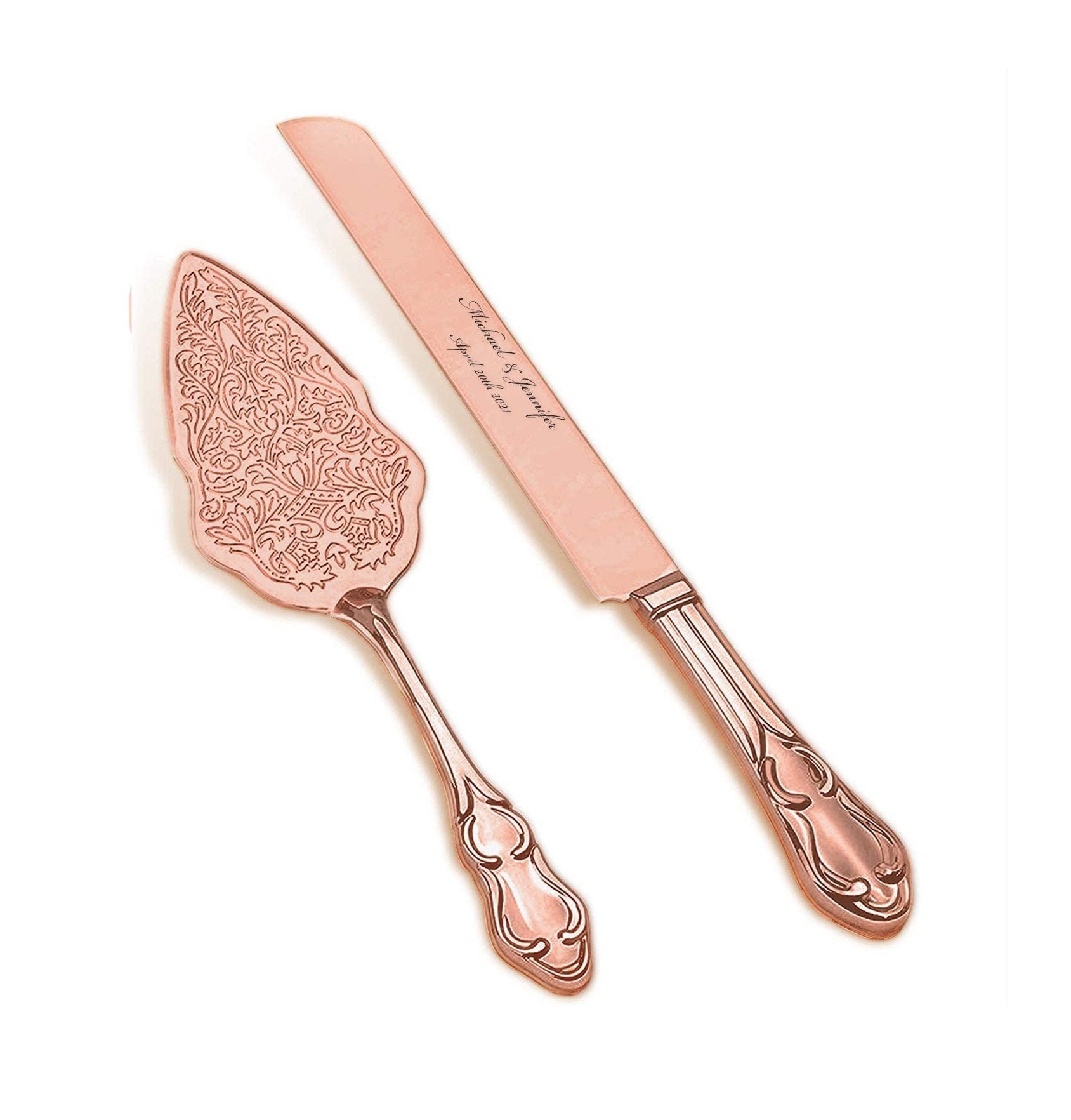 Personalized Wedding Cake Knife & Server Set ROSE GOLD PINK Etsy