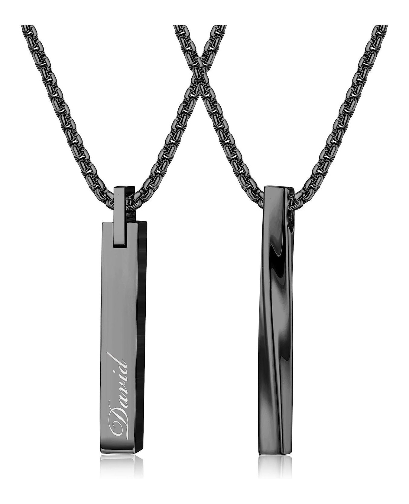 Collana Personalizzata Con Nome - Ciondolo Barra Inciso | Acciaio Inox, Oro/Argento/Nero - Foto 4
