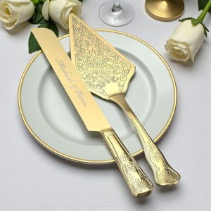 Gepersonaliseerde bruidstaart SNIJSET goud zilver snijder server mes verjaardagscadeau voor haar bruidegom bruid bruids douche op maat gegraveerd