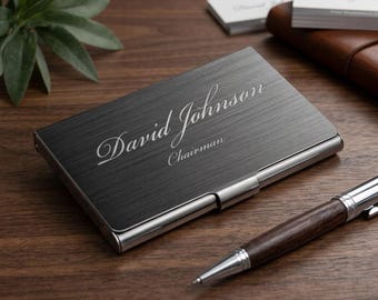 Personalized BUSINESS CARD HOLDER Case Office Desk Corporate Work Boss Manager Birthday Gift for Him Her Men Women Dad Mom Fathers Day