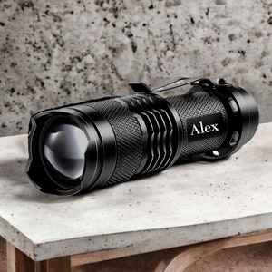 Personalized LED FLASHLIGHT Police Groomsmen Birthday Gift for Him Dad Men Husband Camping Hunting Fishing Custom Boyfriend Mothers Day