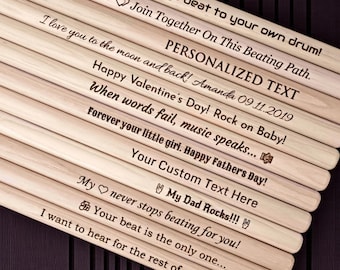 Personalized 5A DRUMSTICKS Drum Sticks Band Birthday Drummer Gift for Him Dad Men Musician Music PAIR Grandma Fathers Day Fathers Day Custom