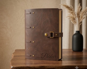 Personalized LEATHER JOURNAL for Men Women Travel Diary Notebook Graduation Birthday Gift for Him Her Teacher Coach Wedding Custom Engraved