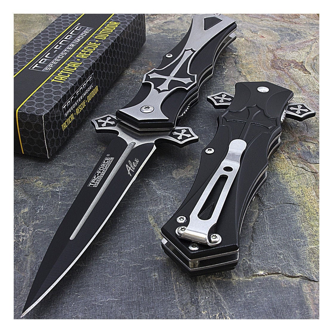 ドイツ　フランス　アメリカ　３カ国セット　　ブラックマジシャン　　千本ナイフ Personalized CELTIC CROSS Pocket Knife With Clip Knives Knife