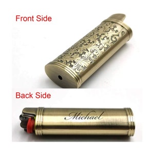 Estuche para encendedor personalizado, funda para padrinos de boda, regalo de cumpleaños para él, papá, hombre, cigarro (encendedor BIC J6), novio, Día del Padre, grabado personalizado. imagen 5