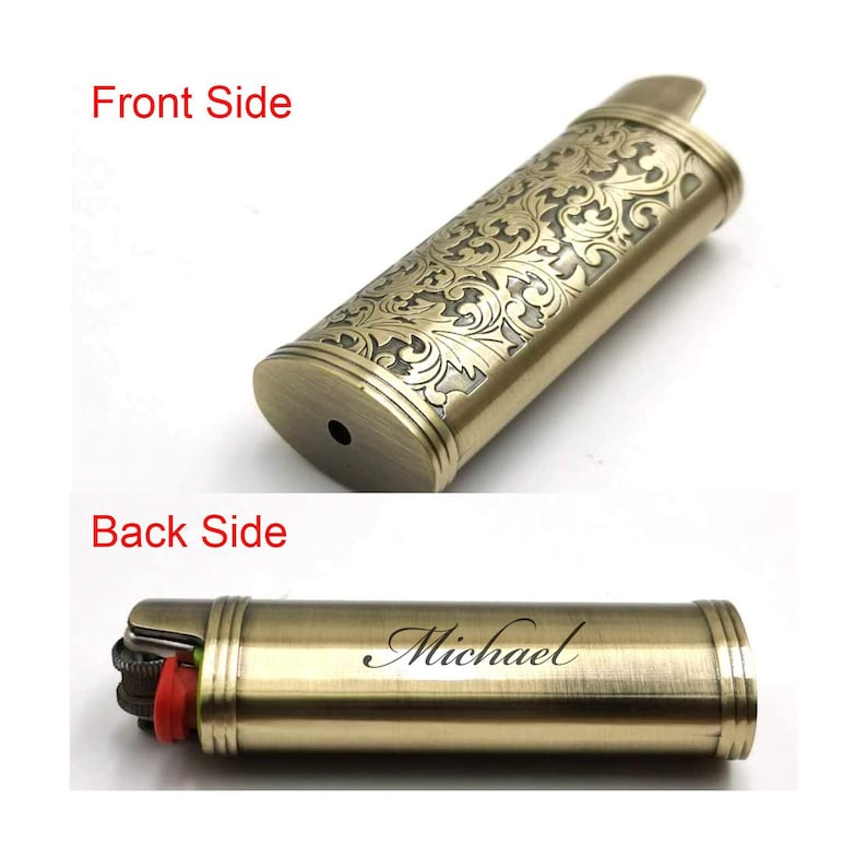 Estuche para encendedor personalizado, funda para padrinos de boda, regalo de cumpleaños para él, papá, hombre, cigarro (encendedor BIC J6), novio, Día del Padre, grabado personalizado. imagen 5