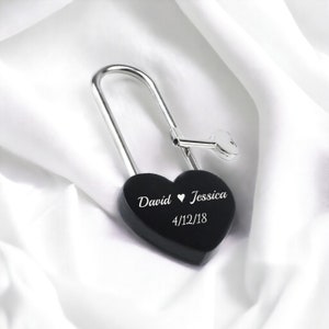Personalized HEART LOCK Love Padlock Couples Gift for Him Dad Men Her Mom Girlfriend Husband Promise Bridge Wedding Birthday Custom Engraved