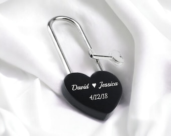 Personalized Love Padlock Heart Lock Custom Engraved Couples Gift for Him Her Boyfriend Husband Wife Bridge Wedding Anniversary Engagement