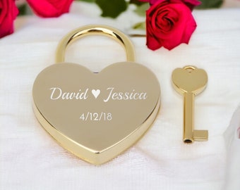 Personalized Love Padlock Heart Lock Custom Engraved Couples Gift for Him Her Boyfriend Husband Wife Bridge Wedding Anniversary Engagement