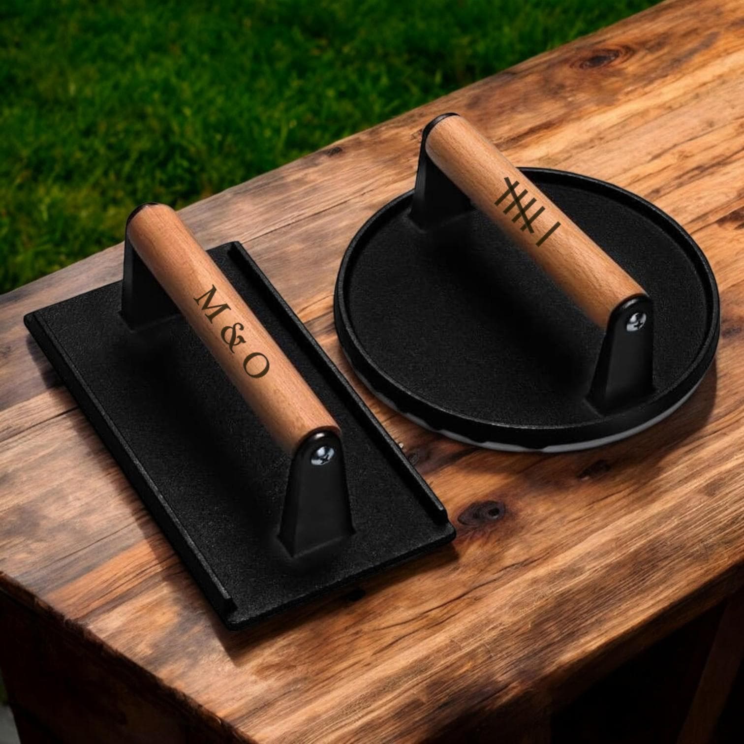 Personalized BURGER PRESS Smasher BBQ Grill Grilling Gift Groomsmen Gift for Him Dad Men Chef Cooking 6 Year Anniversary Tally Birthday