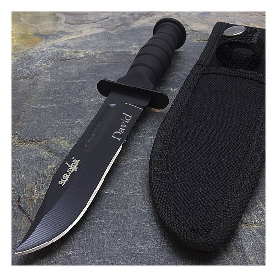 Tactical Bowie Survival hunting Black Knife Military