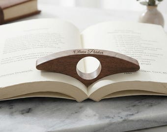 Personalized THUMB BOOKMARK Walnut Book Lover Reading Reader Graduation Teacher Birthday Gift for Him Dad Men Her Mom Women Custom Engraved