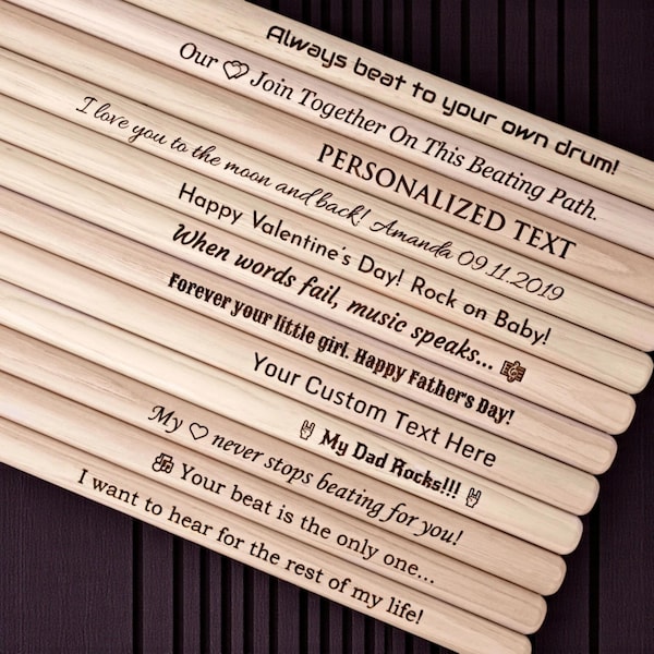 Personalized 5A DRUMSTICKS Drum Sticks Band Birthday Drummer Gift for Him Dad Men Boyfriend Musician Music PAIR Fathers Day Custom Engraved